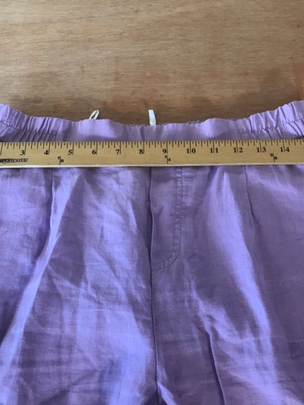 United Colors Of Benetton Funizone 100% Linen Crop Pull On Pants Women M Purple - Picture 10 of 14